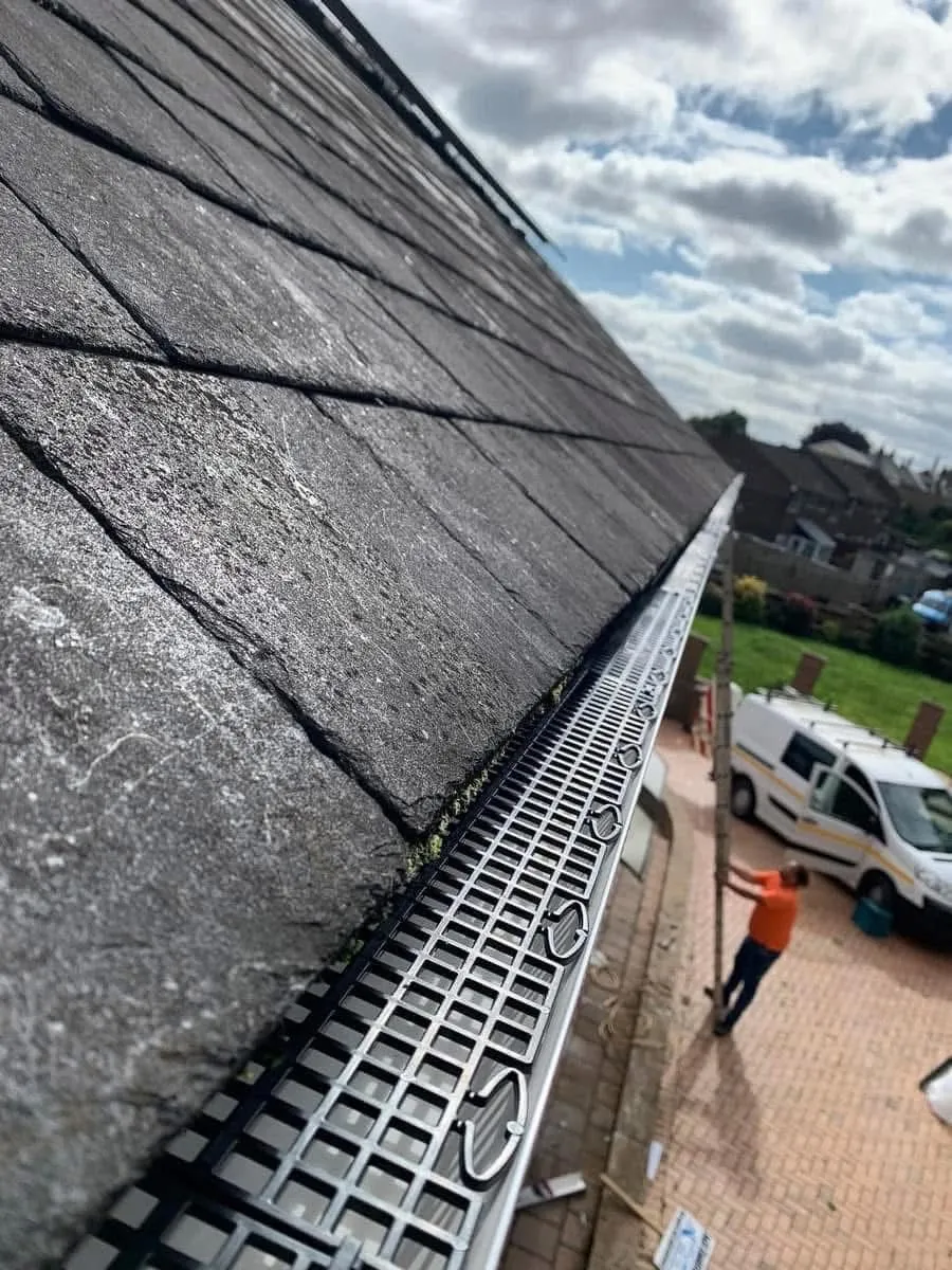 Gutter guard fitted on a slate roof in Dawlish